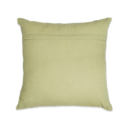 Waves of Green - Square Light Green Cushion with Arched Embroidery