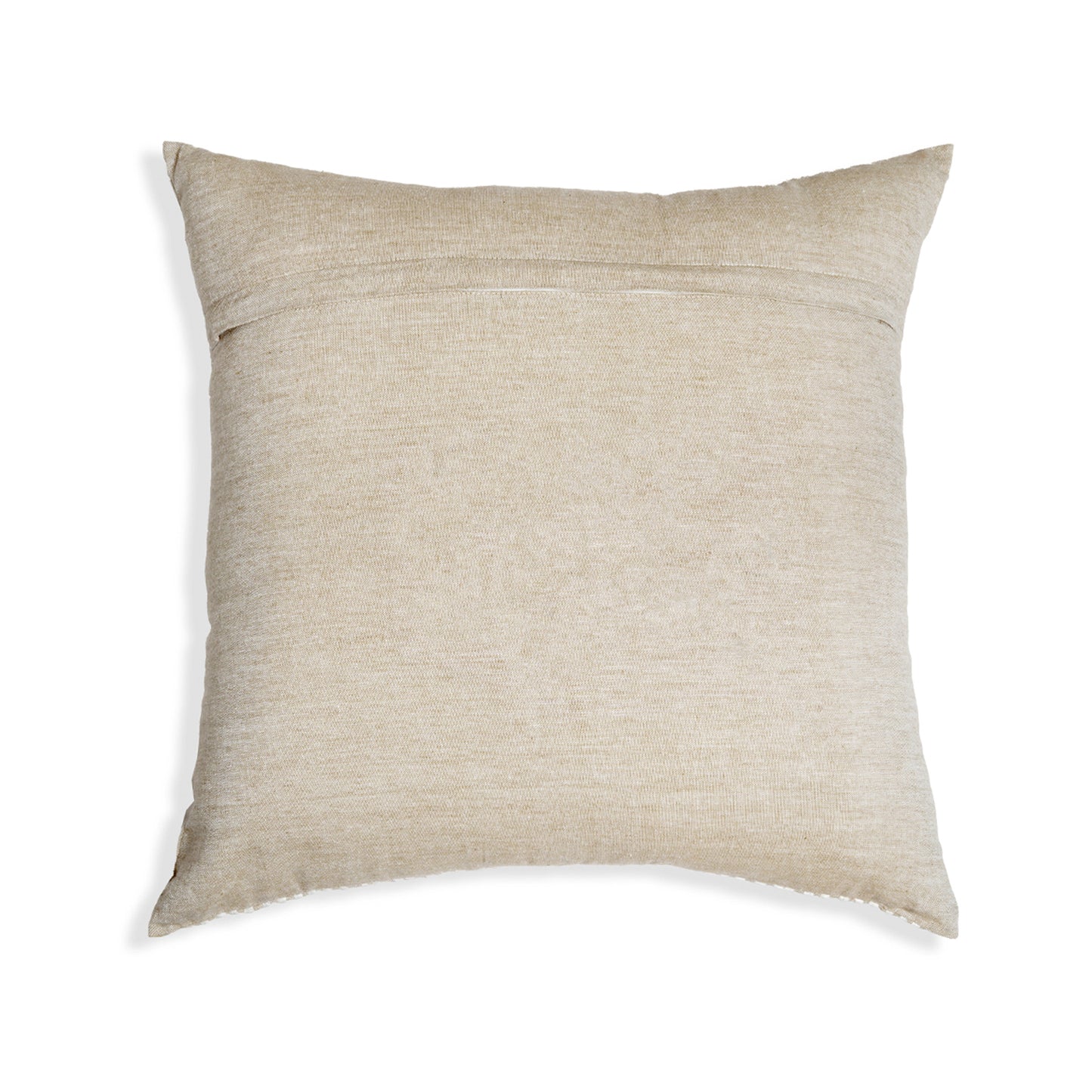 White Furrows - Square Beige Cushion with White Linear Embroidery