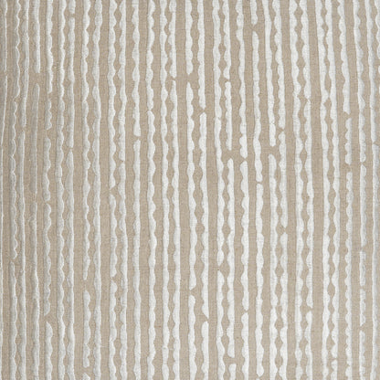 White Furrows - Square Beige Cushion with White Linear Embroidery