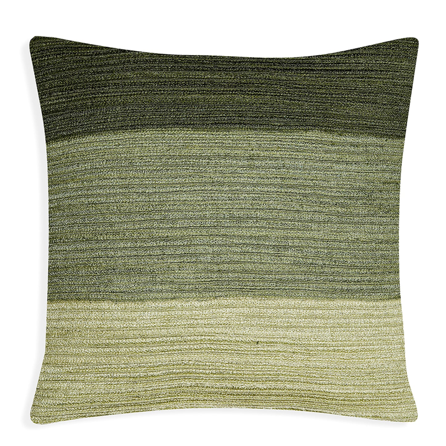 Rising Green – Square Cushion in Light Moss to Deep Forest with Textured Detail