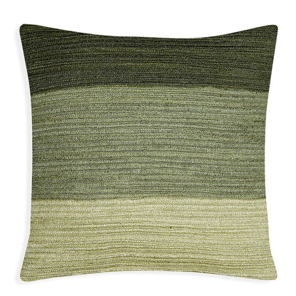 Rising Green – Square Cushion in Light Moss to Deep Forest with Textured Detail