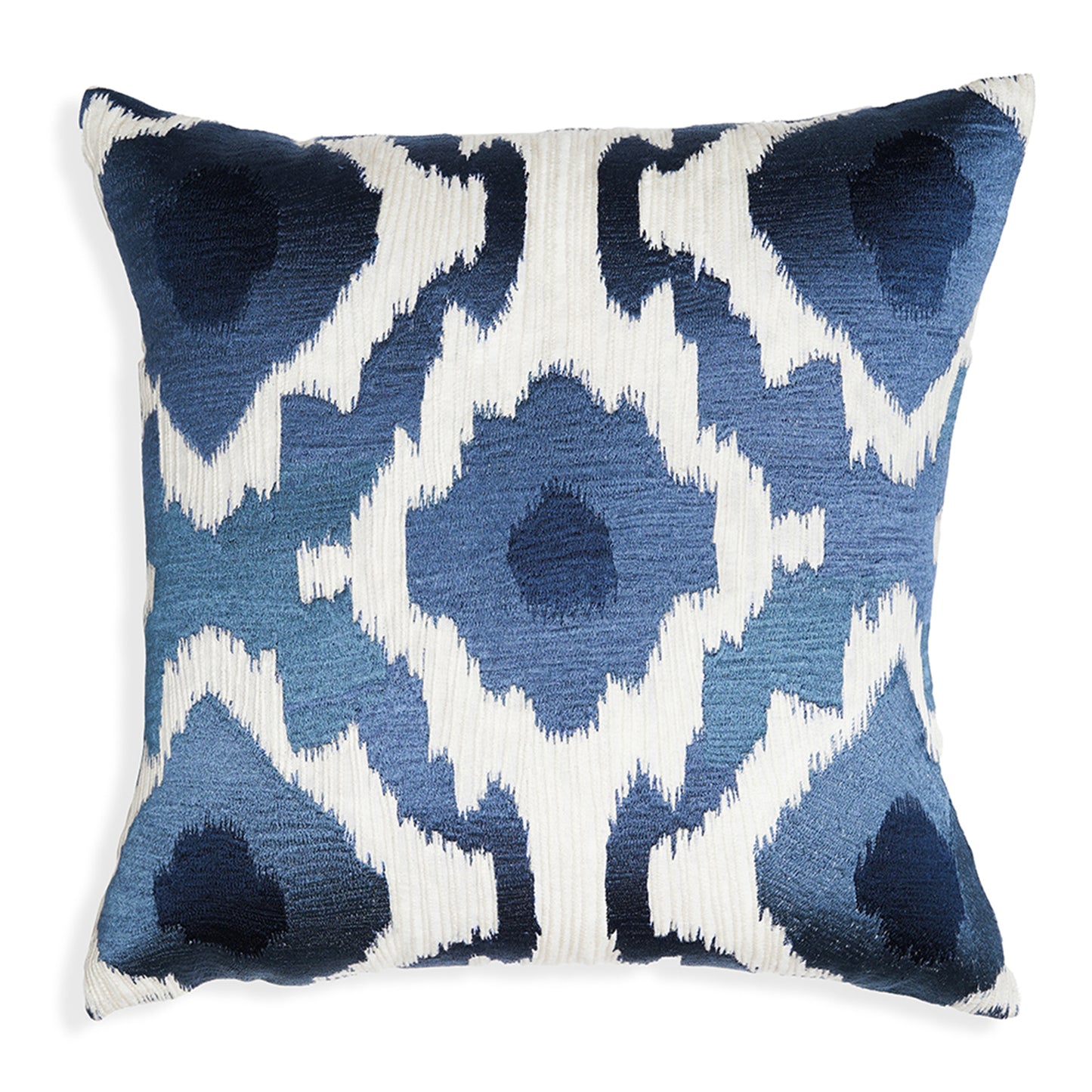 Rorschach Blue – Blue and White Embroidered Square Cotton Cushion