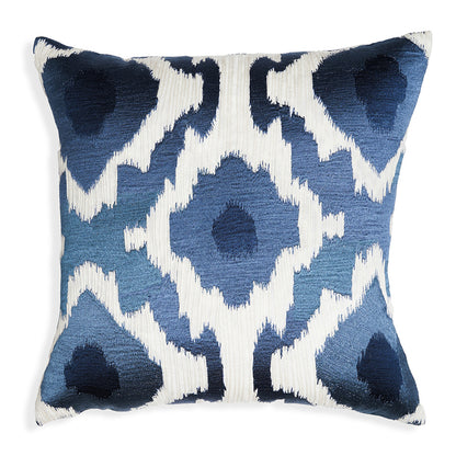 Rorschach Blue – Blue and White Embroidered Square Cotton Cushion