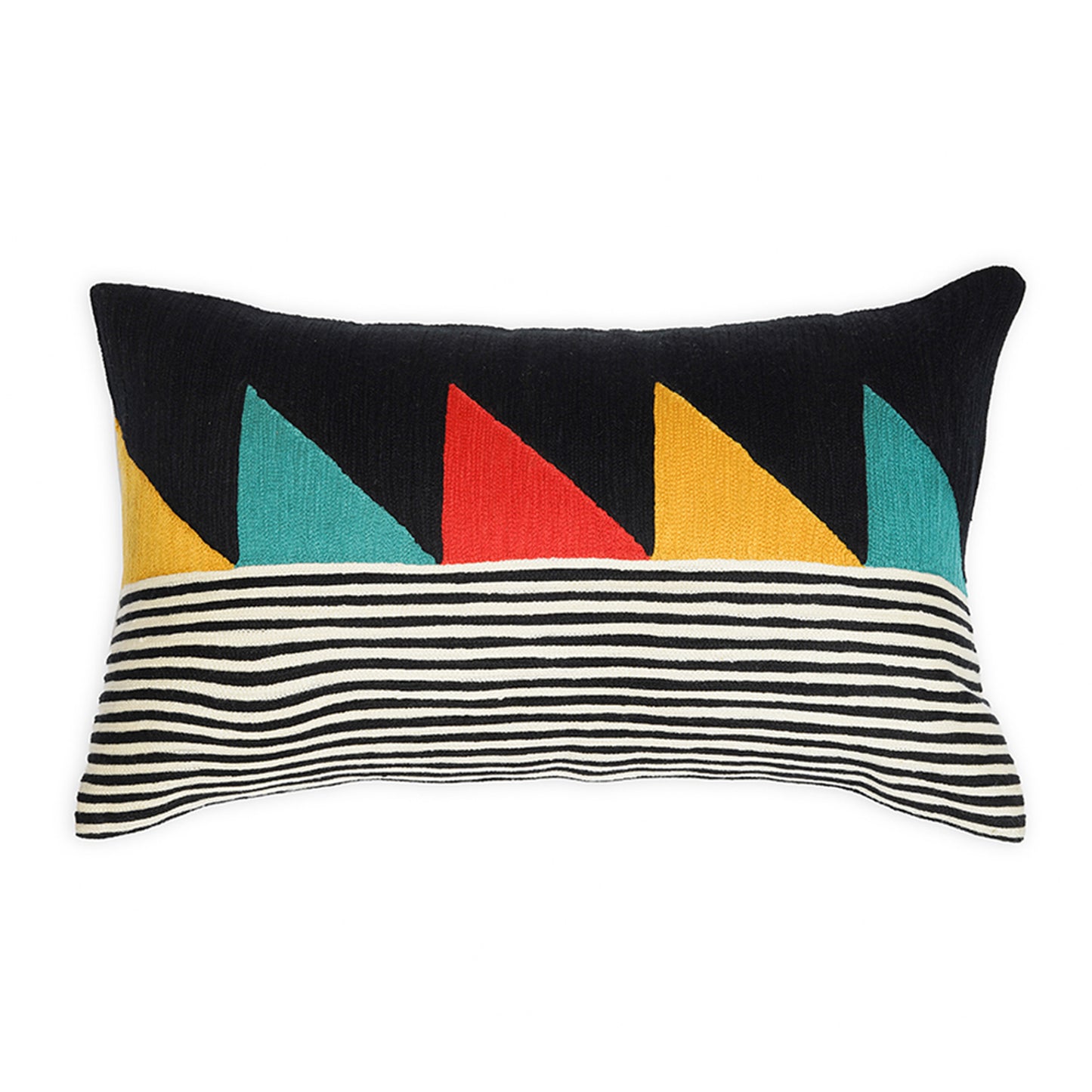 Sail La Vie - Rectangular Bauhaus-Inspired Cushion with Bold Color block and Striped Detailing