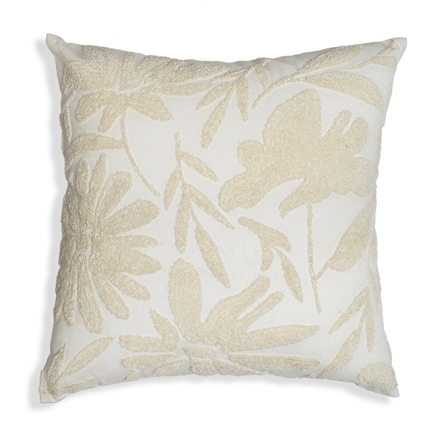 Spring’s Herald - Square Ivory-White Floral Embroidered Cushion