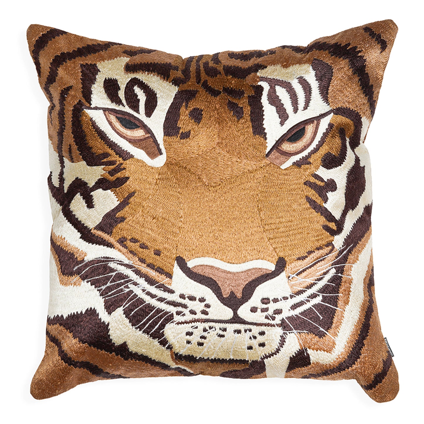 Tiger Tiger - Tiger Face Embroidered Cushion in Earth Tones