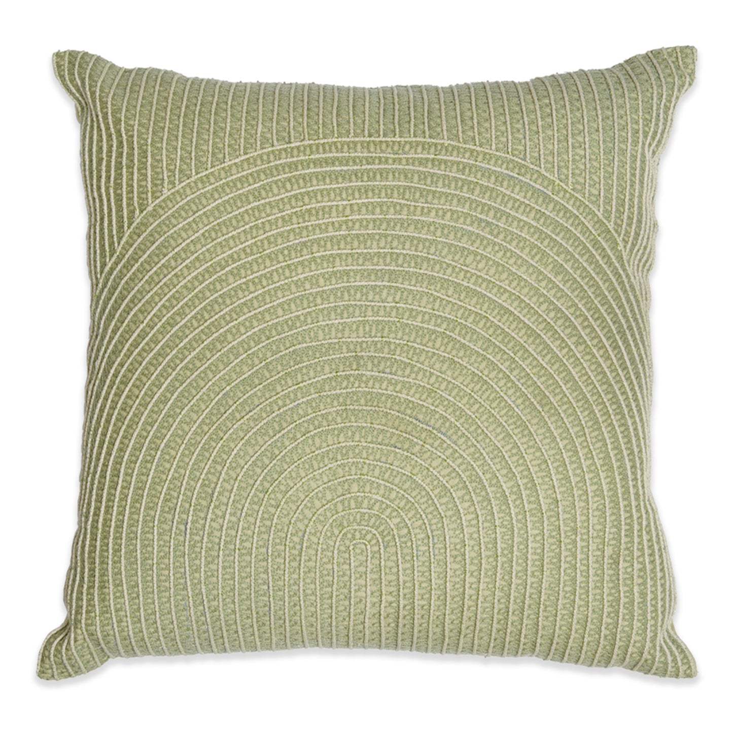 Waves of Green - Square Light Green Cushion with Arched Embroidery