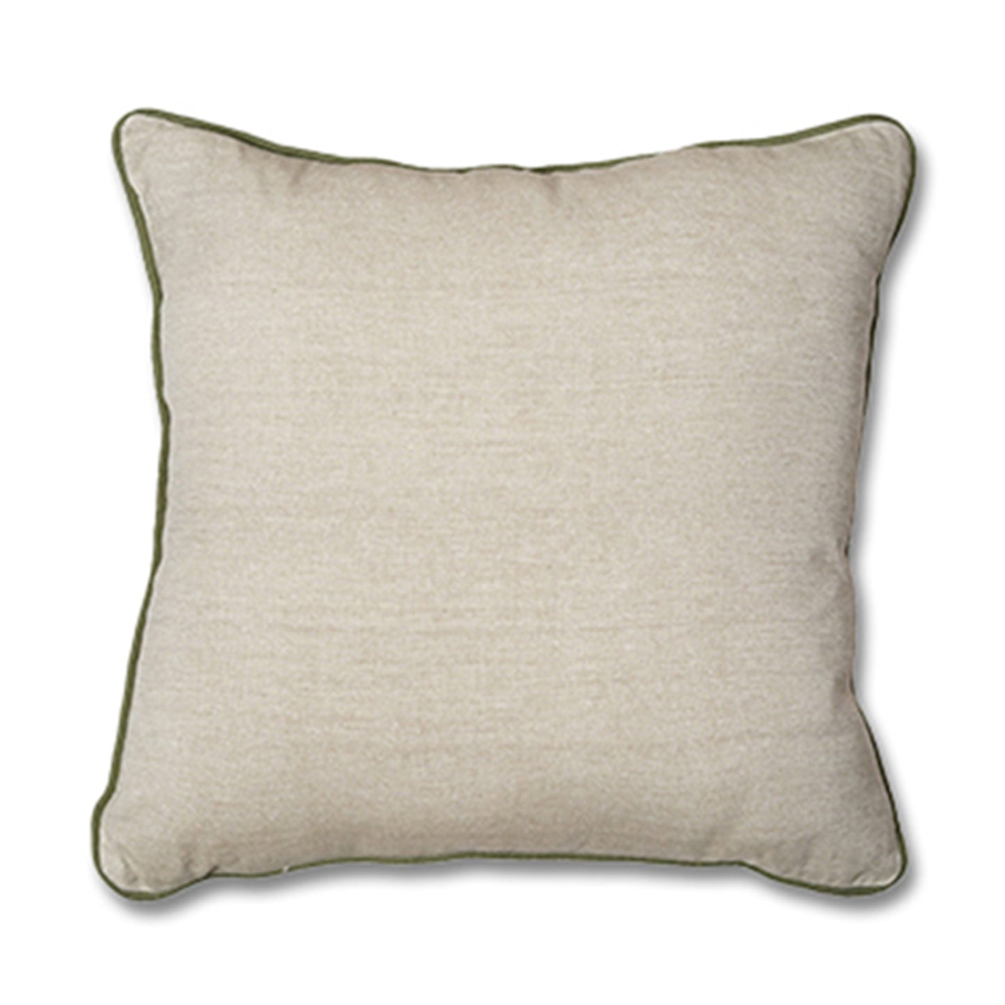 Simplicity - Square Cushion in Neutral Beige with Delicate Green Piping