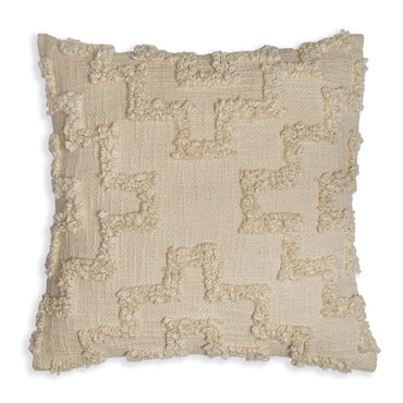 Fuzzy Maze - Earthy Square Textured Cushion with Handcrafted Loop Embroidery