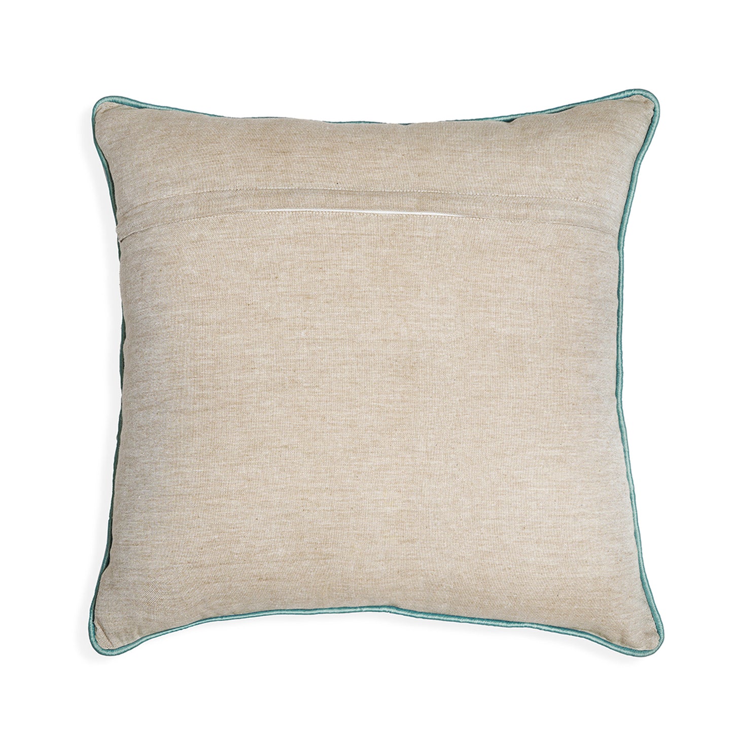 Vitae Fiori – Embroidered Square Cotton Cushion with Pastel Garden Blooms