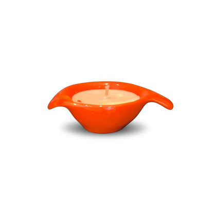 Leaf Shaped Ceramic Candle Holder with Candles