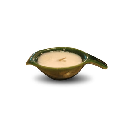 Leaf Shaped Ceramic Candle Holder with Candles