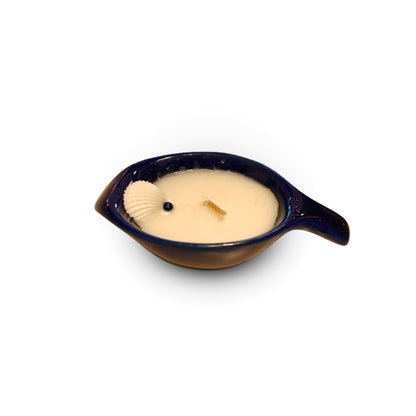 Leaf Shaped Ceramic Candle Holder with Candles
