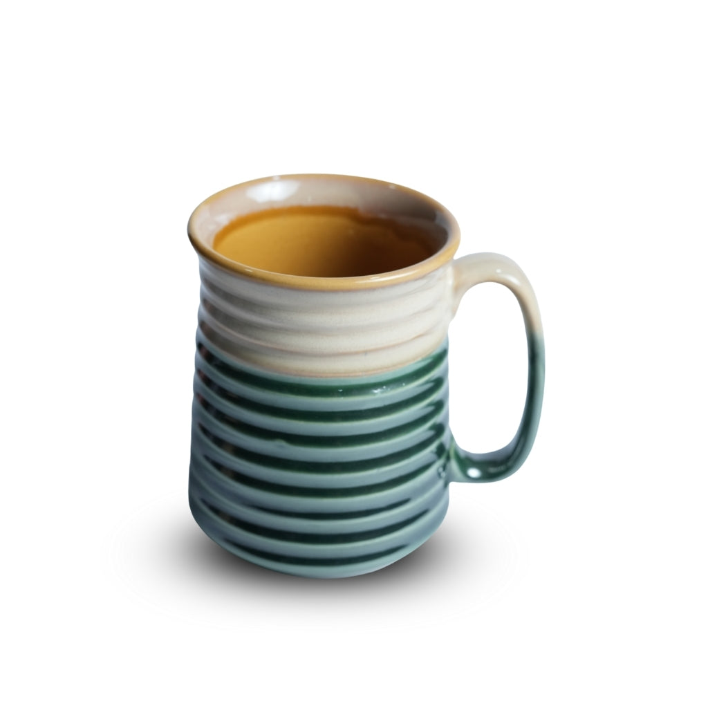 Dual Tone Ribbed Ceramic Jumbo Mug Set of 4