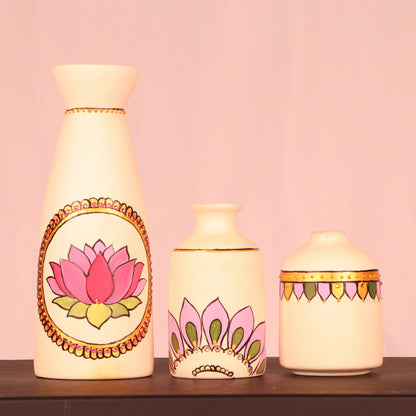 Ceramic Vases 3 Piece Set of Hand-Painted Ceramic Vases