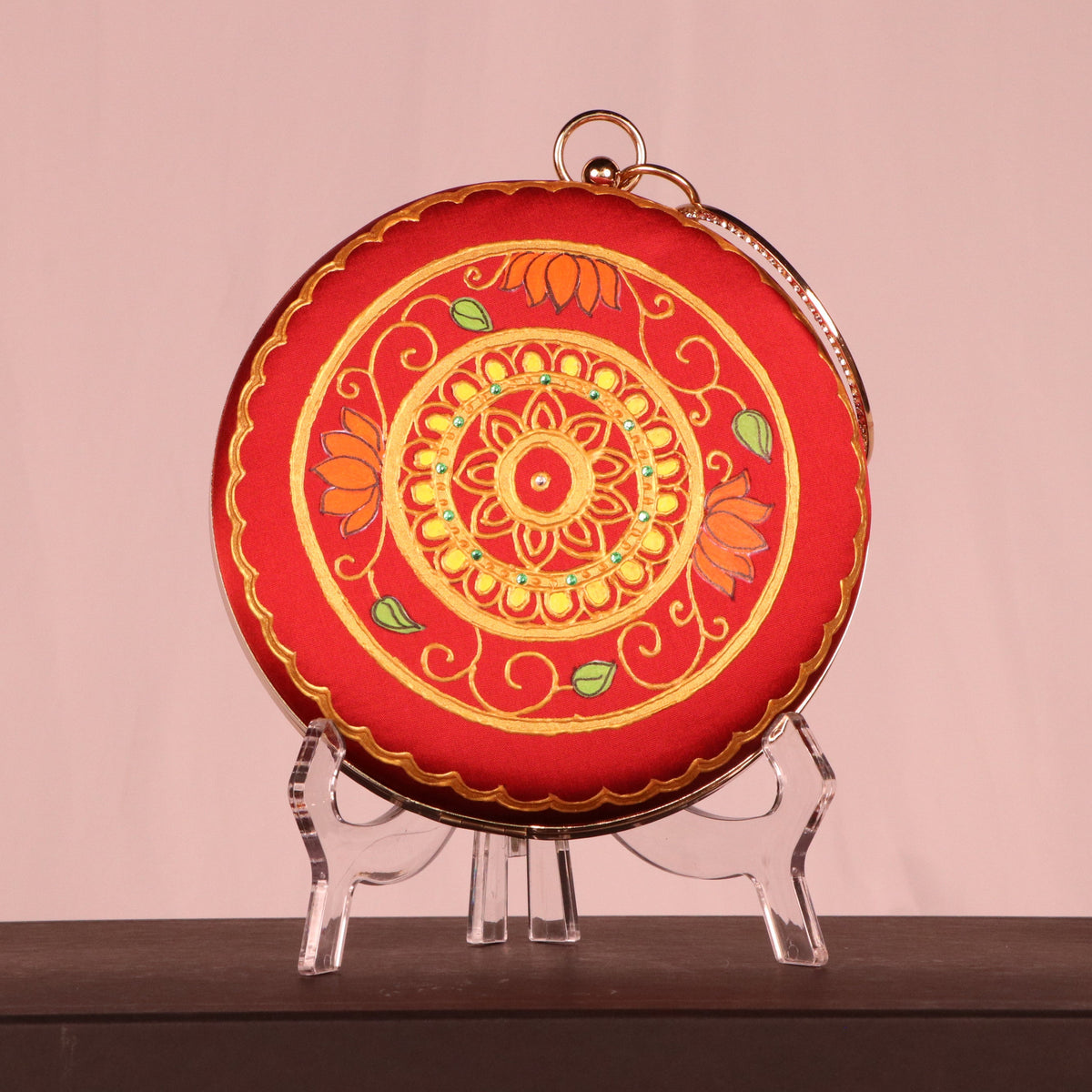 Red Radiance Women Hand-Painted Heritage Evening Clutch