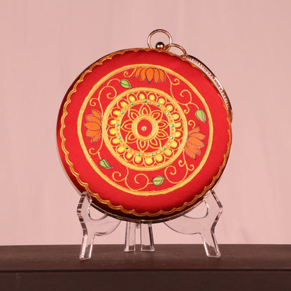 Red Radiance Women Hand-Painted Heritage Evening Clutch