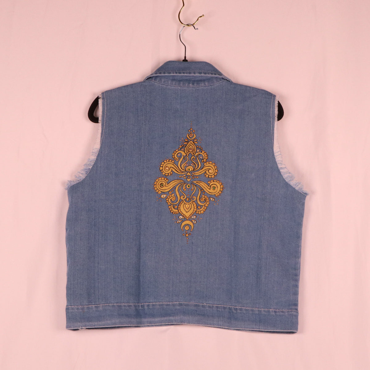 Denim Jacket Hand-Painted Golden Motif Jacket
