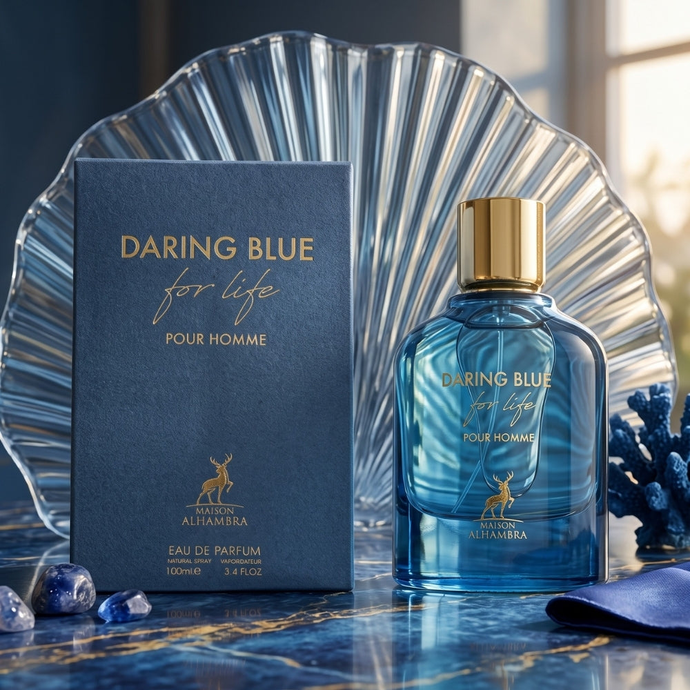 Maison Alhambra Daring Blue For Life Pour Homme Eau de Parfum 100ml perfume bottle for men