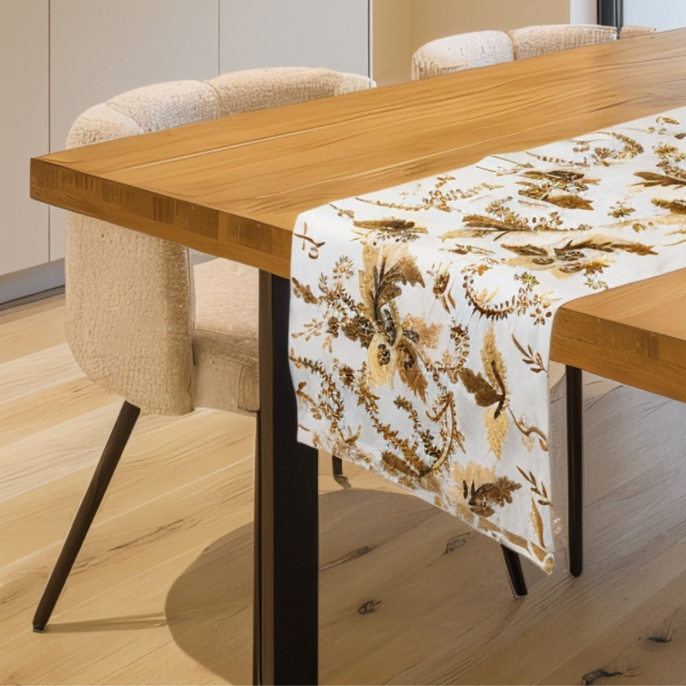 golden vine cotton chambray table runner dining table decor