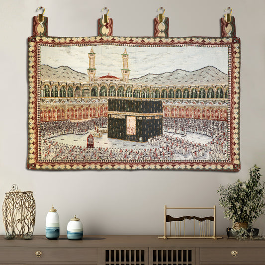 syrian baitullah islamic dabka work wall tapestry with kaaba embroidery decor
