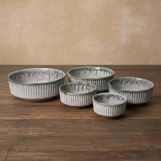 Peach Blush Ribbed Bowl Set of 5