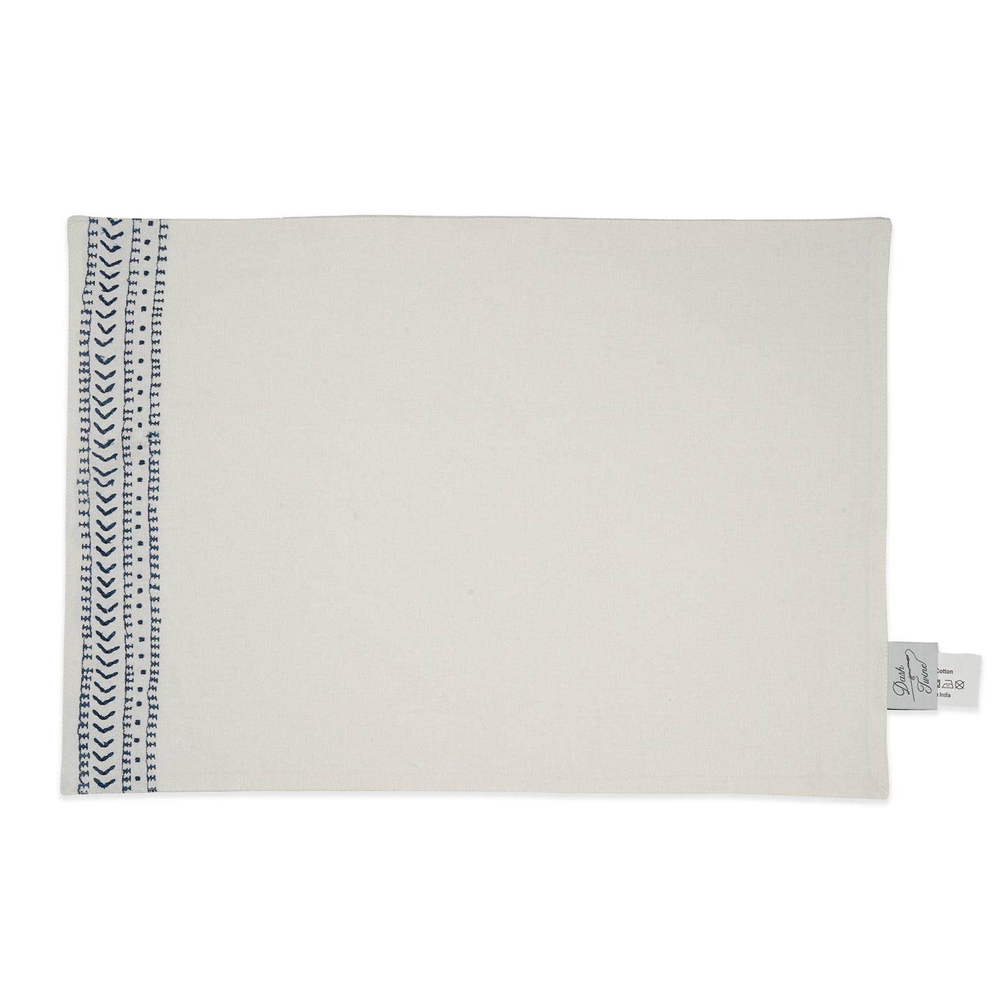 Inca Blue Placemat Set of 4 – Off White Cotton Placemat with Indigo Running Stitch