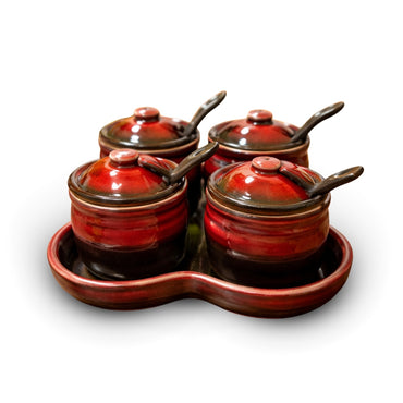 Ceramic Pickle Jar Set of 4 with Tray