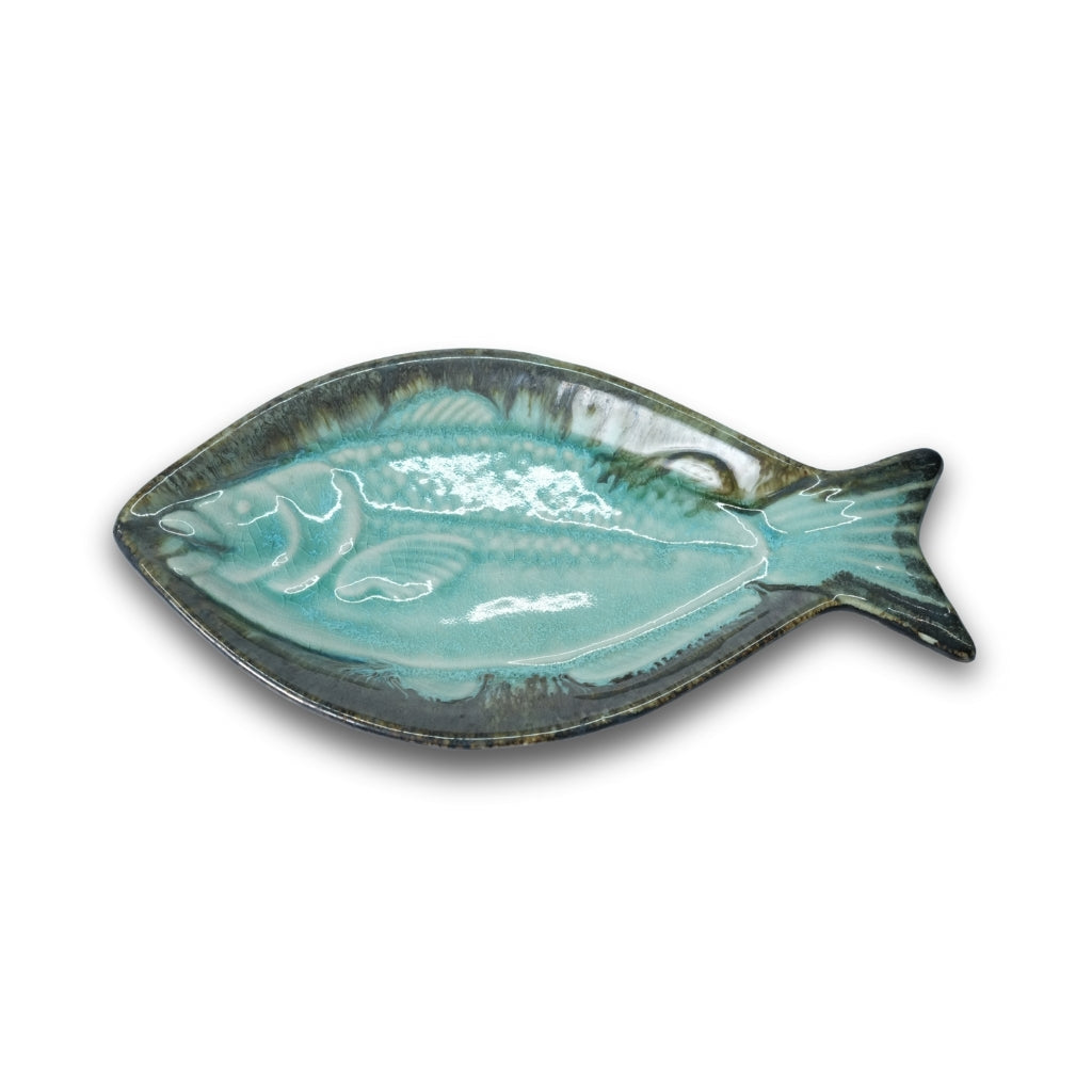 Fish Shaped Ceramic Platter Set of 2