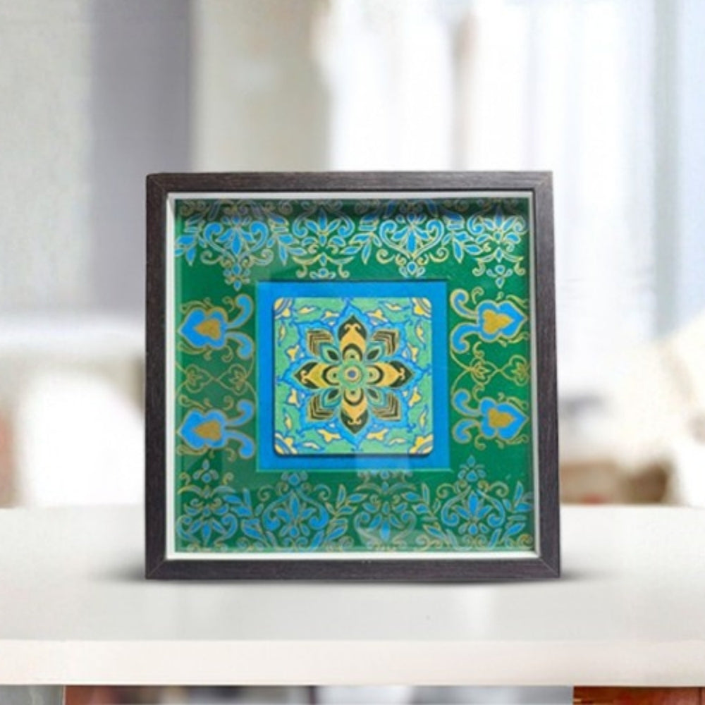 green wall hanging square photo frame with glass