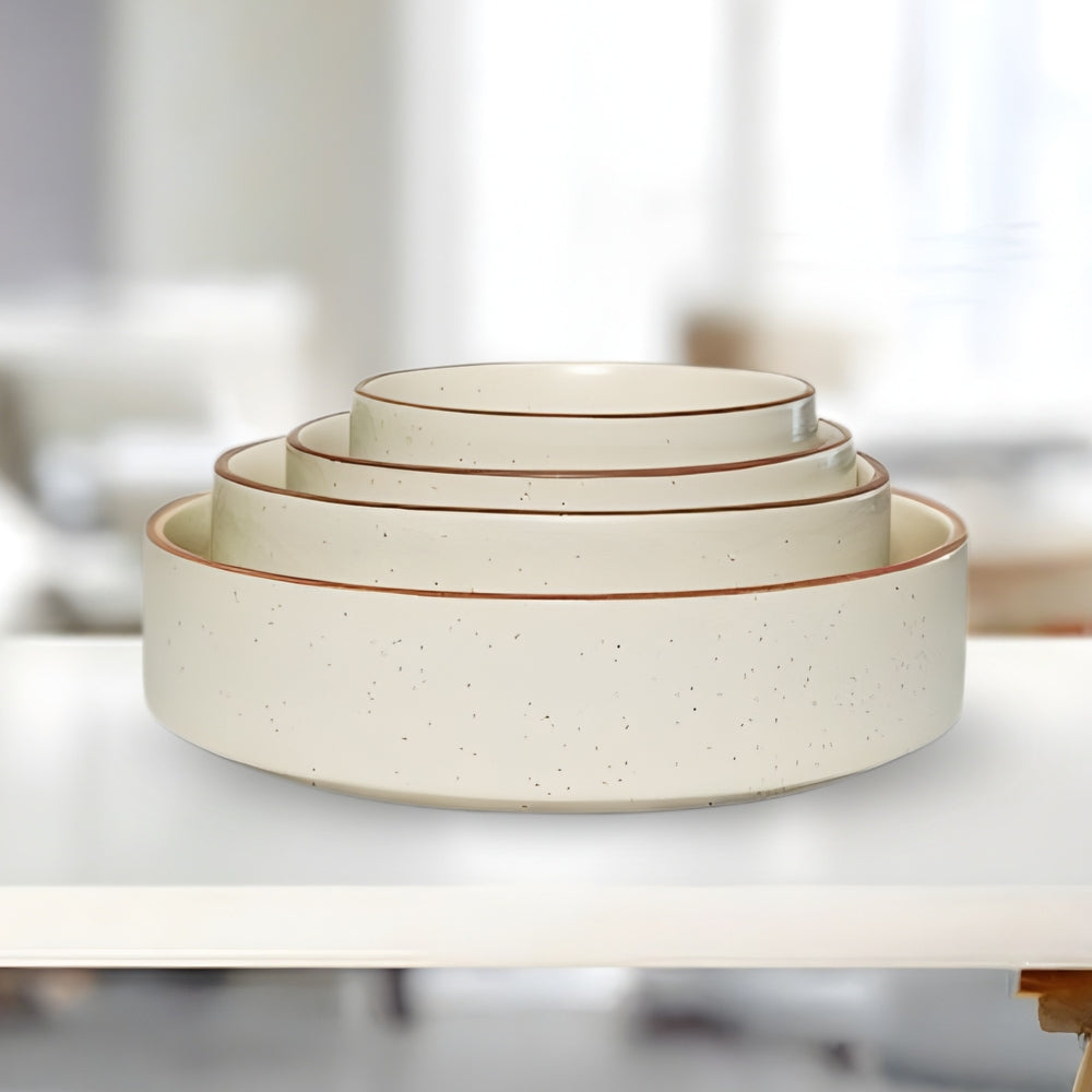  cream ceramic deep serving dish set of 4 elegant serveware for snacks meals salads and stylish dining presentation