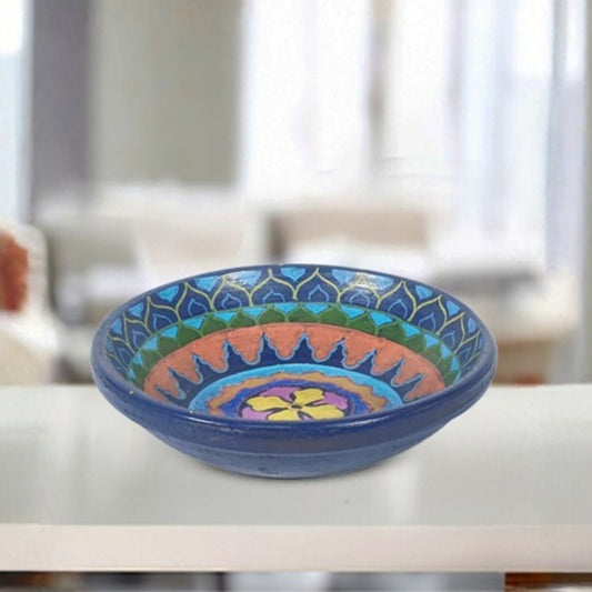 Dalia dark blue decorative clay centerpiece bowl