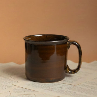 dark espresso brown ceramic jumbo mug set of 2 for tea and coffee serving
