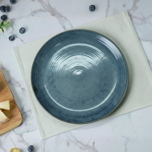 deep sea green ceramic full plate set of 6 round plates for dining serving with smooth glazed finish
