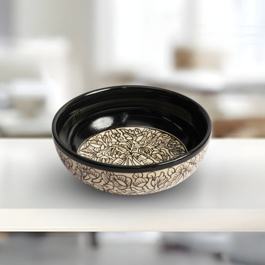 kalamkari ceramic round bowl set of 2 for serving snacks desserts and meals with traditional design and durable finish