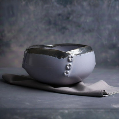  lavender square button ceramic bowl set of 2 for serving snacks salads desserts with modern textured finish