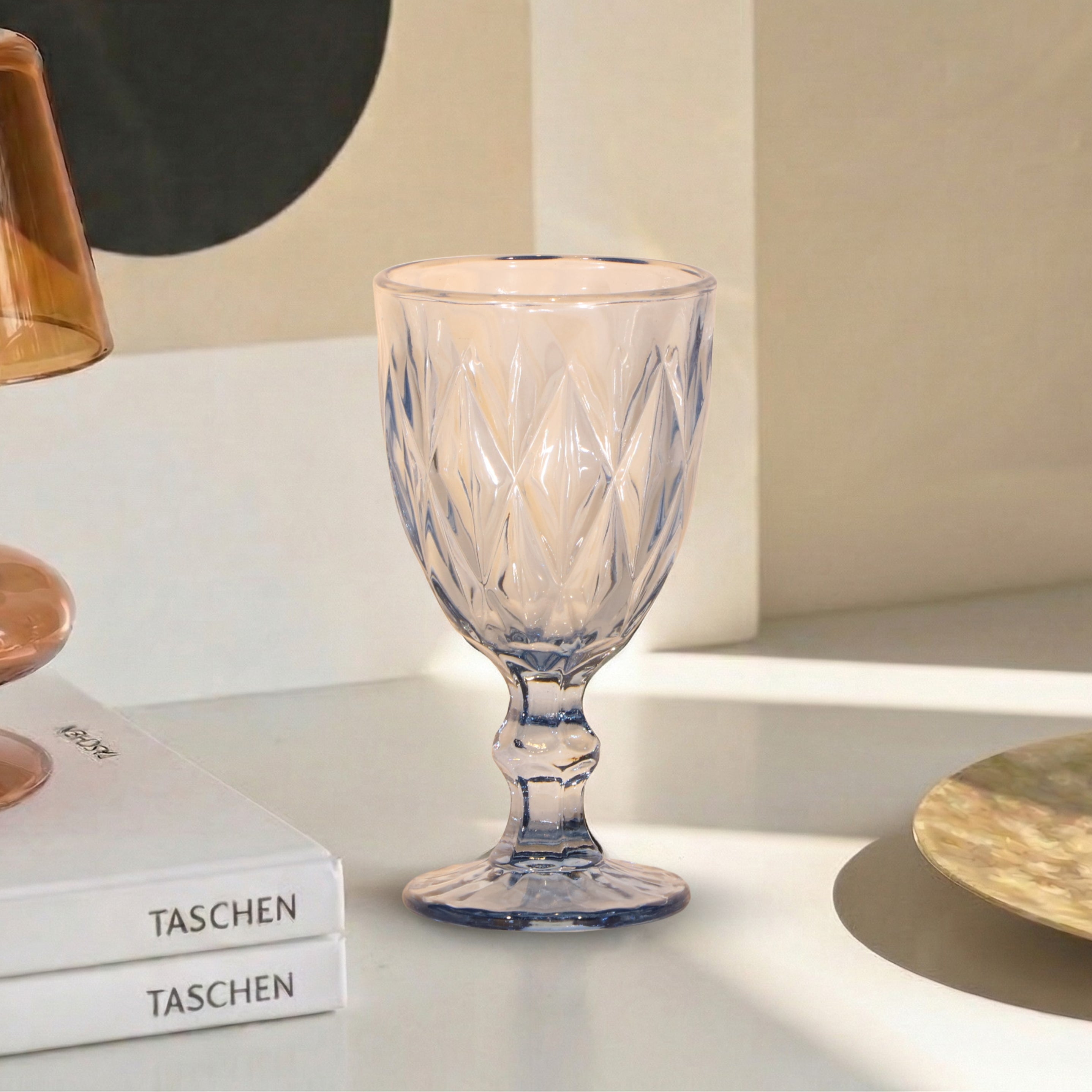 light blue glass goblet set of 6 elegant drinkware for juice water and beverages