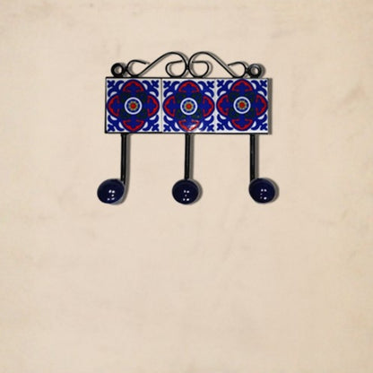  mosaic blue ceramic decorative tile pegs rectangular floral tile design home decor accent decorative use only