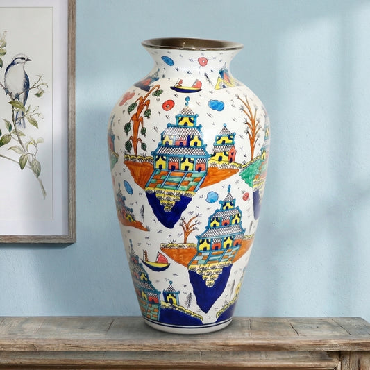 multicolour chinese ceramic decorative vase elegant home decor accent showpiece with traditional artistic printed design