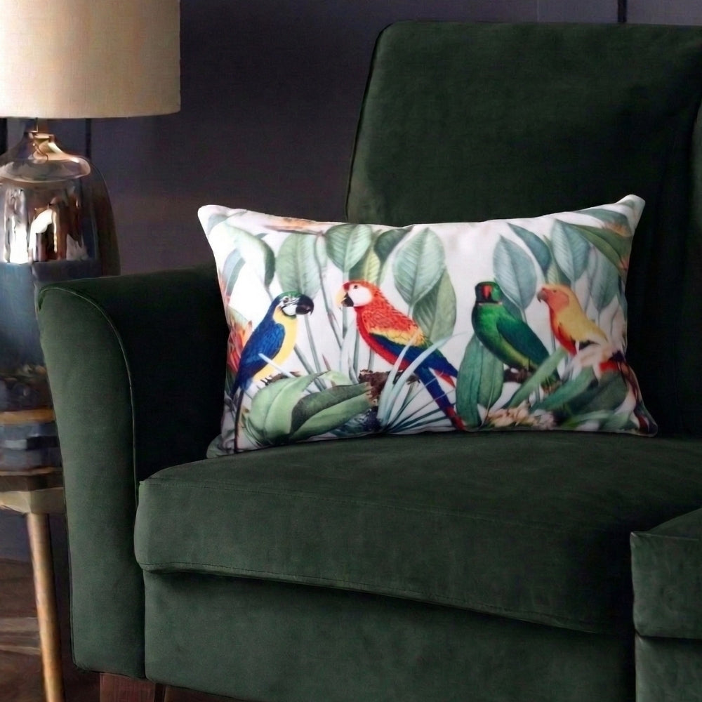 printed polyvelvet Rainforest Parade cushion cover 50x30 cm rectangular cushion
