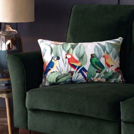 printed polyvelvet Rainforest Parade cushion cover 50x30 cm rectangular cushion