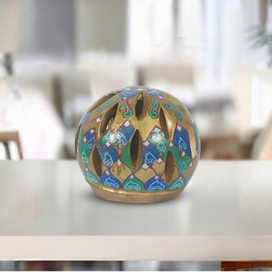 golden hand-painted ceramic decorative lantern