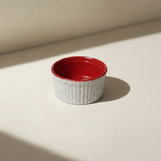  red speckled ceramic ramekins set of 2 for baking serving desserts dips with durable glazed finish