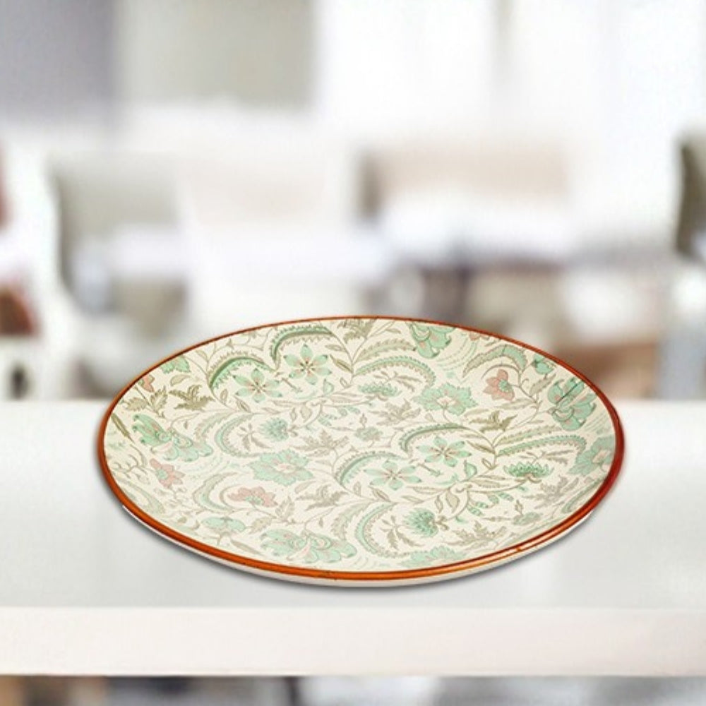  sea green floral ceramic full plate set of 6 elegant serveware for meals snacks and stylish dining presentation