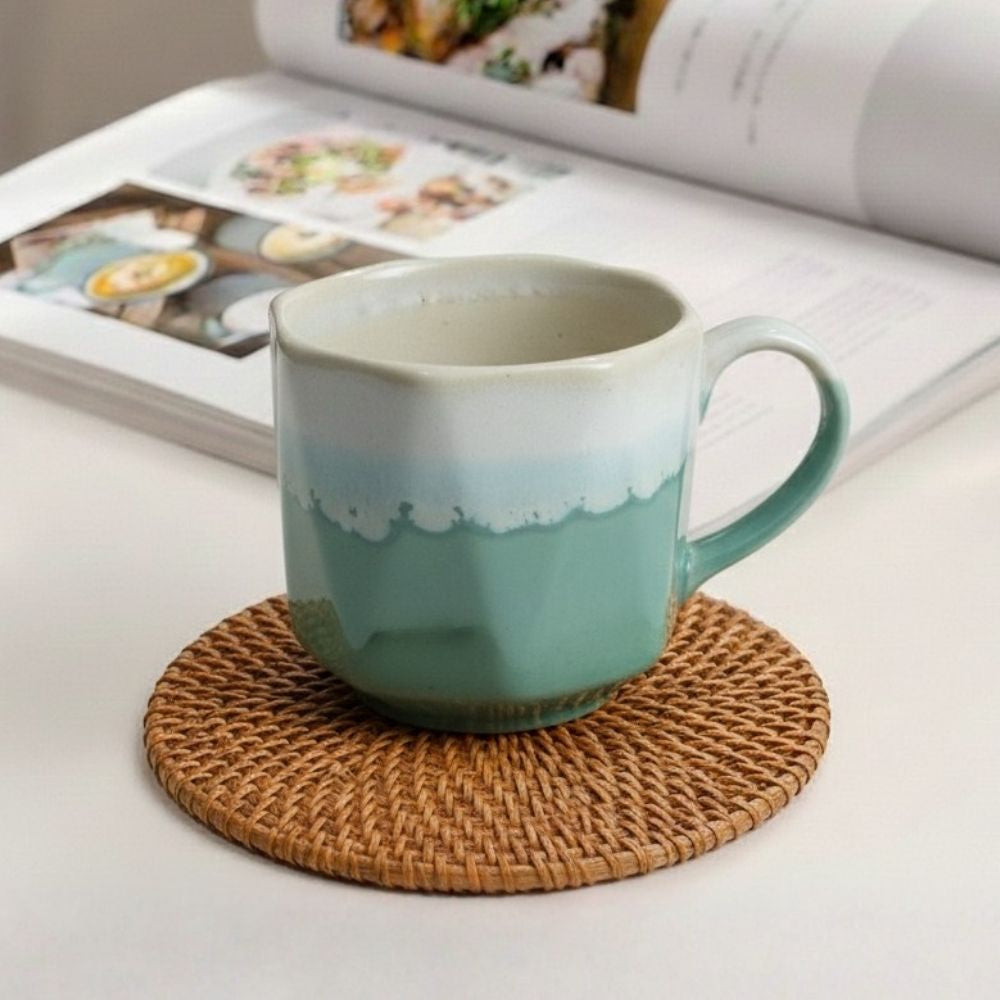 seafoam green jumbo ceramic mug set of 2 for tea and coffee serving