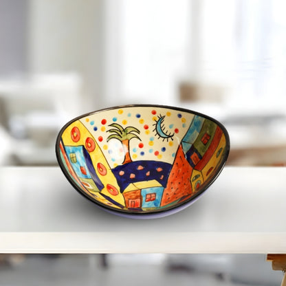  turkish ceramic triangle bowl for serving snacks salads and desserts with traditional glazed finish