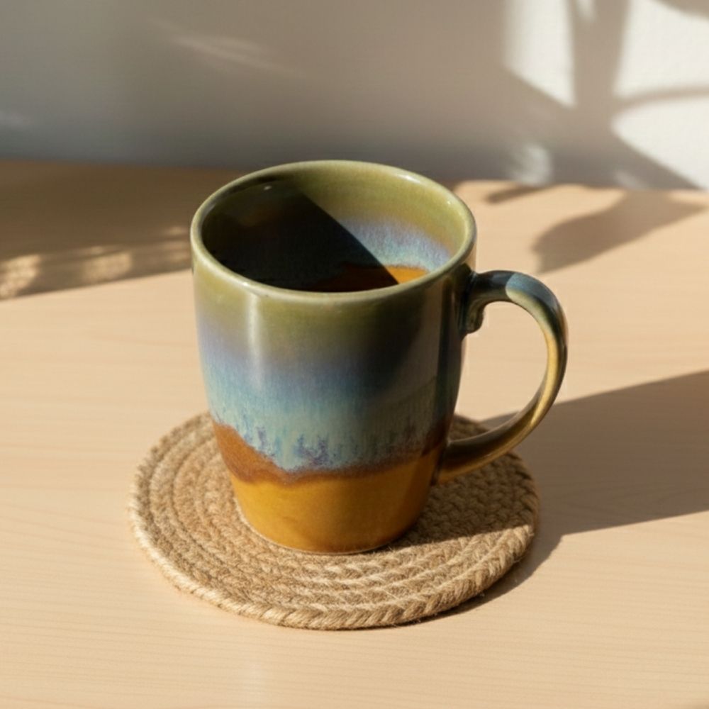  brown forest mist ceramic mug set of 6 for tea coffee serving durable design