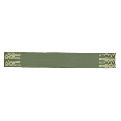 Link on Green Embroidered Table Runner & Placemats Set of 5 with Soft Geometric Border Detailed