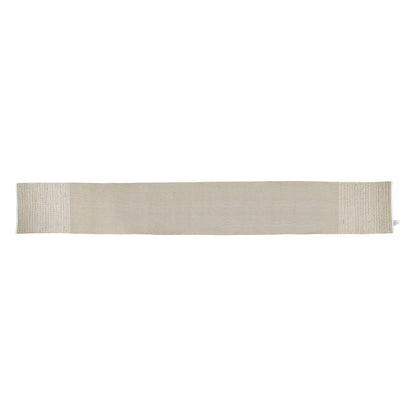 White Furrows Embroidered Table Runner & Placemats Set of 5 with Subtle Woven Trim