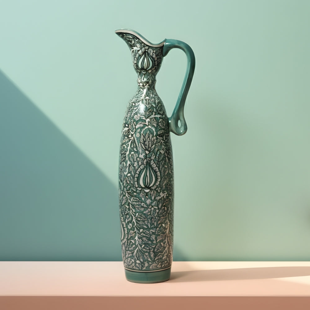 Kalamkari Long Ceramic Decorative Pitcher